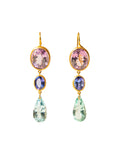 Elizabeth T Earrings - Amethyst, Tanzanite, Aqua