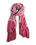 Yaser Shaw Cashmere shawl in burgundy and white