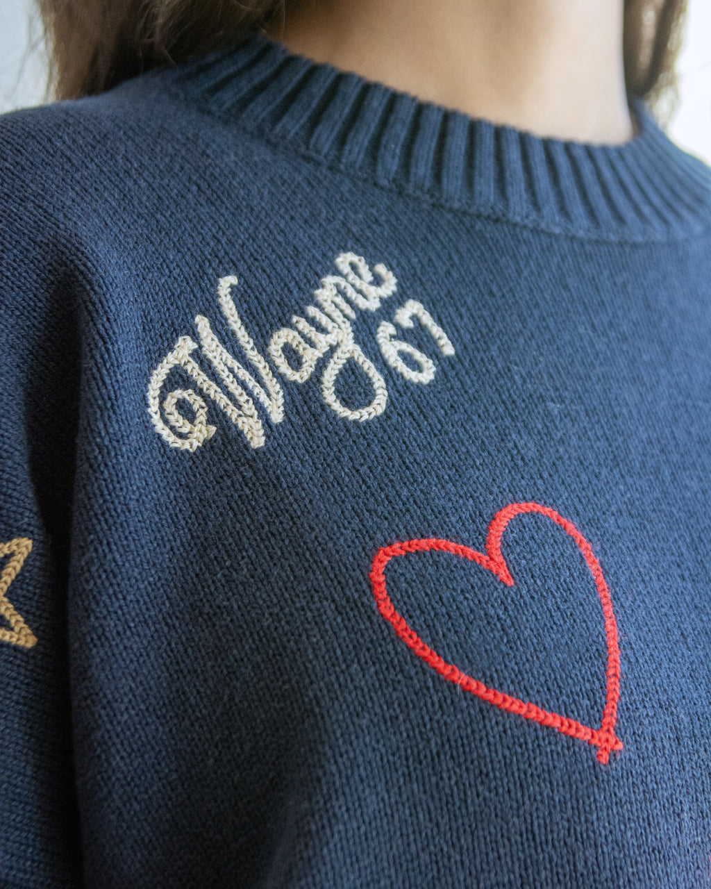 Embroidered Oversize Crew Sweater