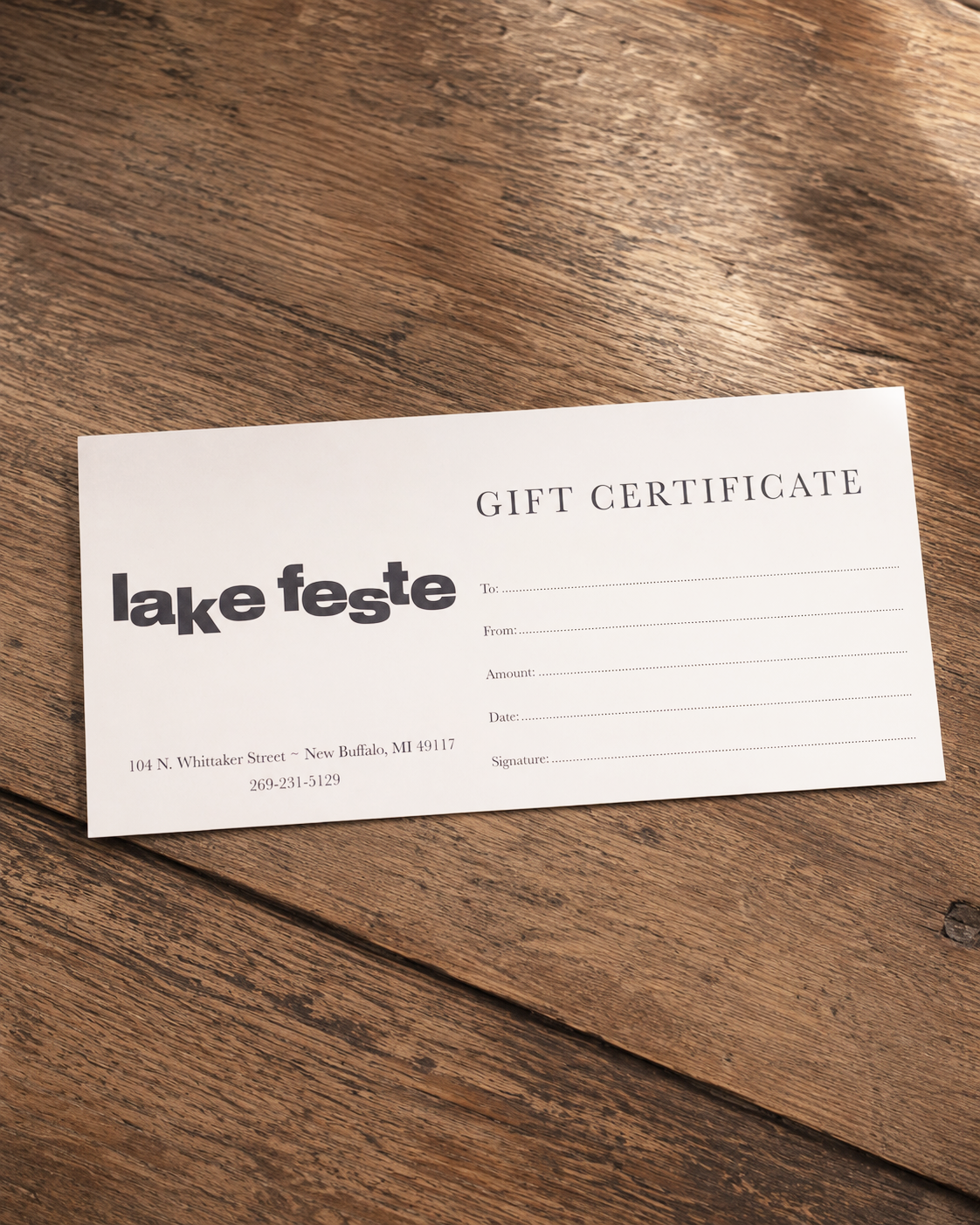 Lake Feste Gift Card