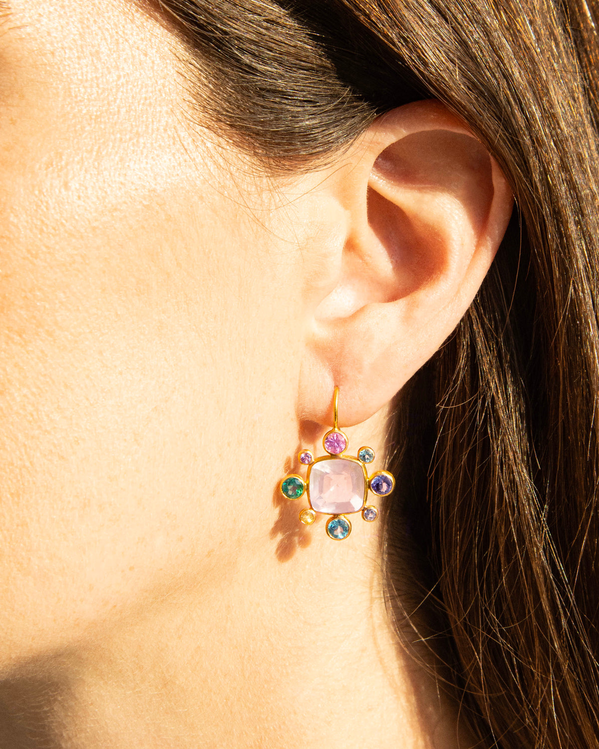 Rose Quartz Byzantine Earrings