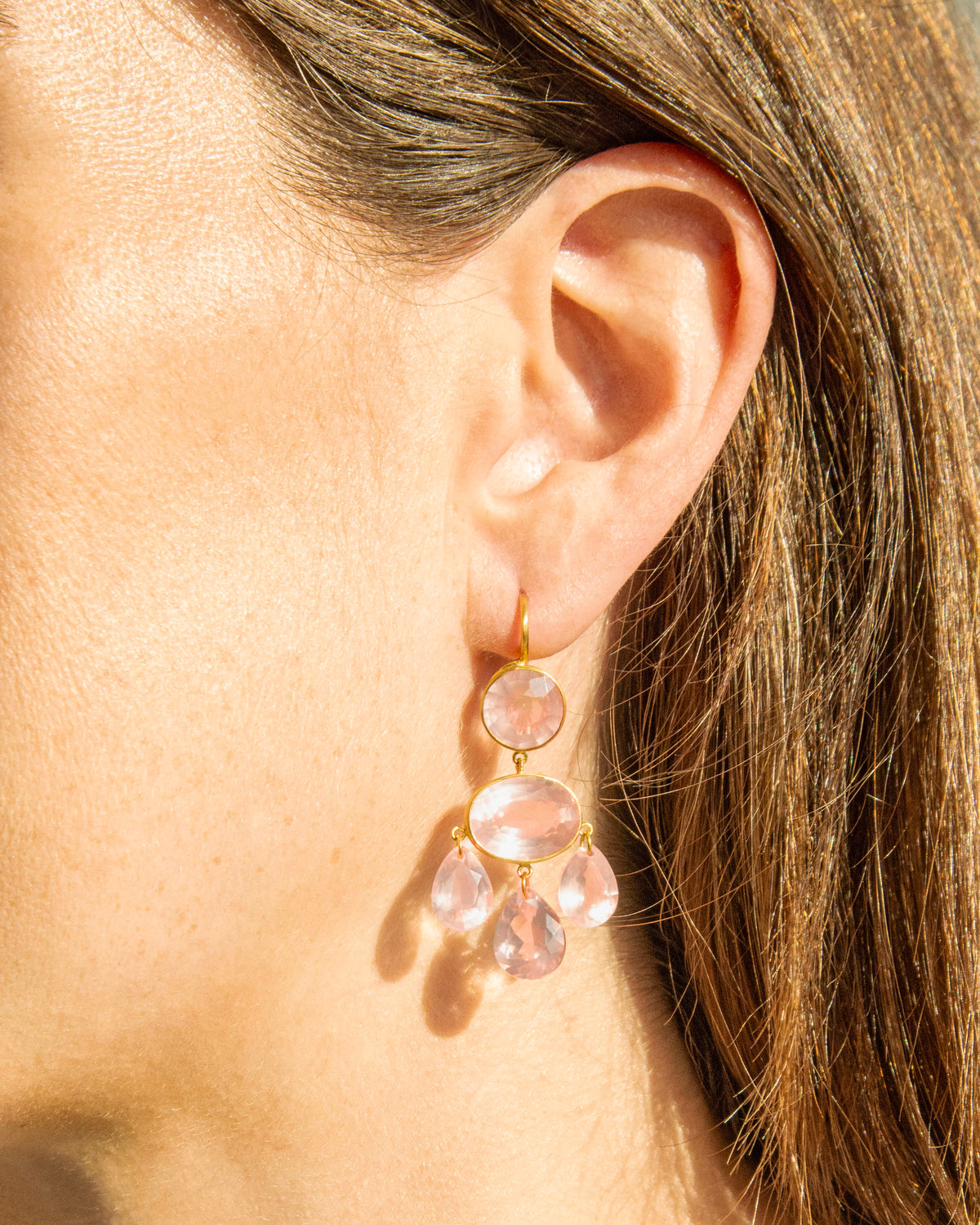 Gabrielle D'Estrees Earrings - Rose Quartz