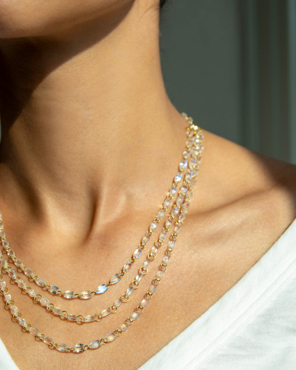 Marquise Necklace - Rainbow Moonstone