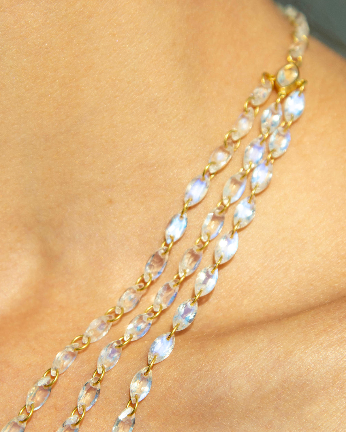 Marquise Necklace - Rainbow Moonstone
