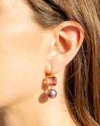 Polychrome Tourmaline + Pink Pearl Incandescence Earrings