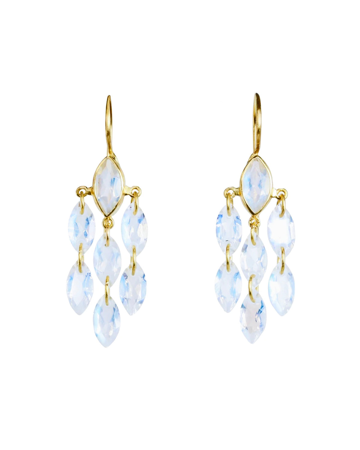 Small Marquise Waterfall Earrings- Rainbow Moonstone