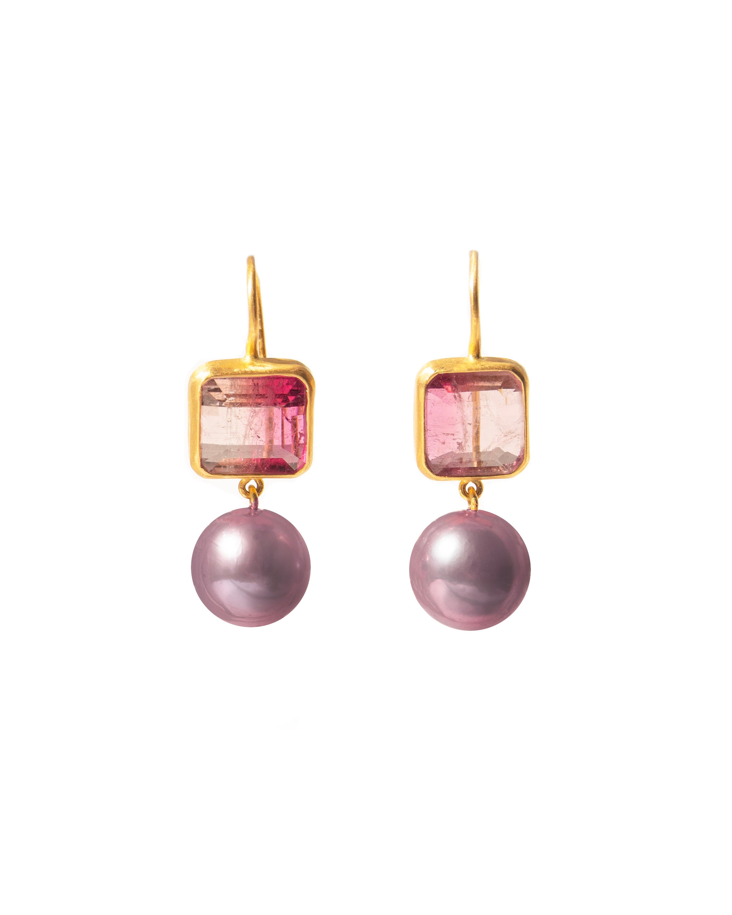 Polychrome Tourmaline + Pink Pearl Incandescence Earrings