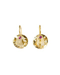 Round Gem Earrings- Citrine/Pink Tourmaline
