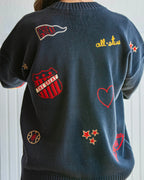 Embroidered Oversize Crew Sweater