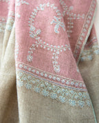 Pink + Beige All Over Vines Cashmere Pashmina Shawl