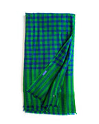 Blue Green Check Cashmere Pashmina Shawl