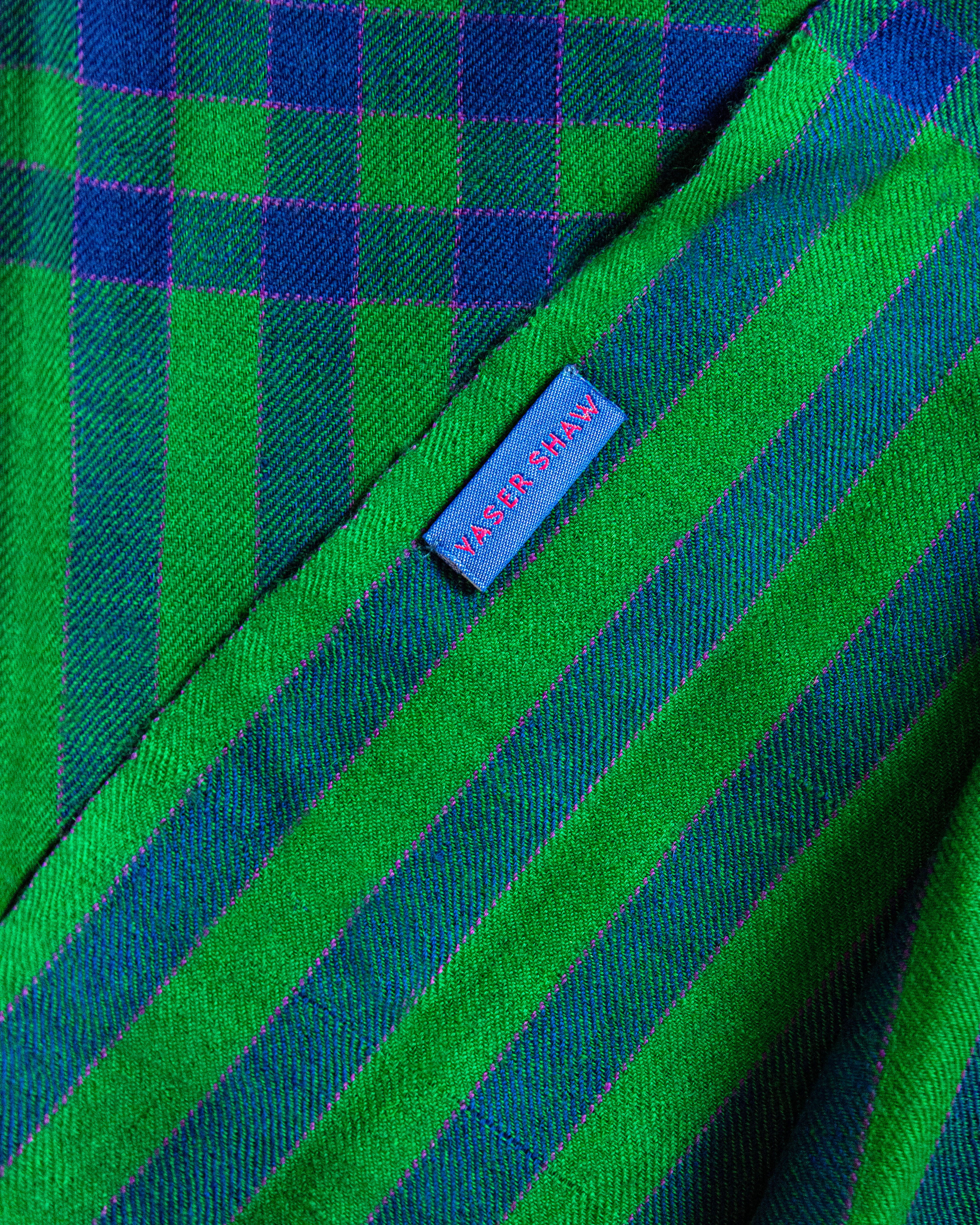 Blue Green Check Cashmere Pashmina Shawl