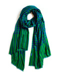 Blue Green Check Cashmere Pashmina Shawl