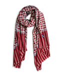 Burgundy Swirl Lt Blue Cashmere Pashmina Shawl
