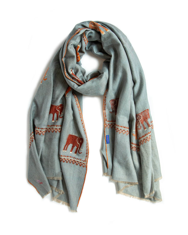 Cashmere Pashmina Shawl - Grey Elephant by Yaser Shaw