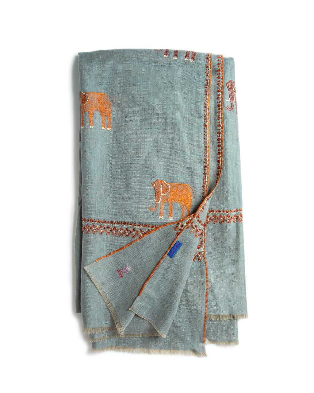 Cashmere Pashmina Shawl - Grey Elephant by Yaser Shaw