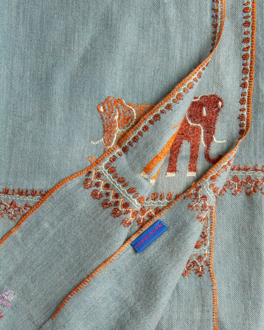 Cashmere Pashmina Shawl - Grey Elephant by Yaser Shaw