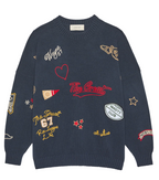 Embroidered Oversize Crew Sweater