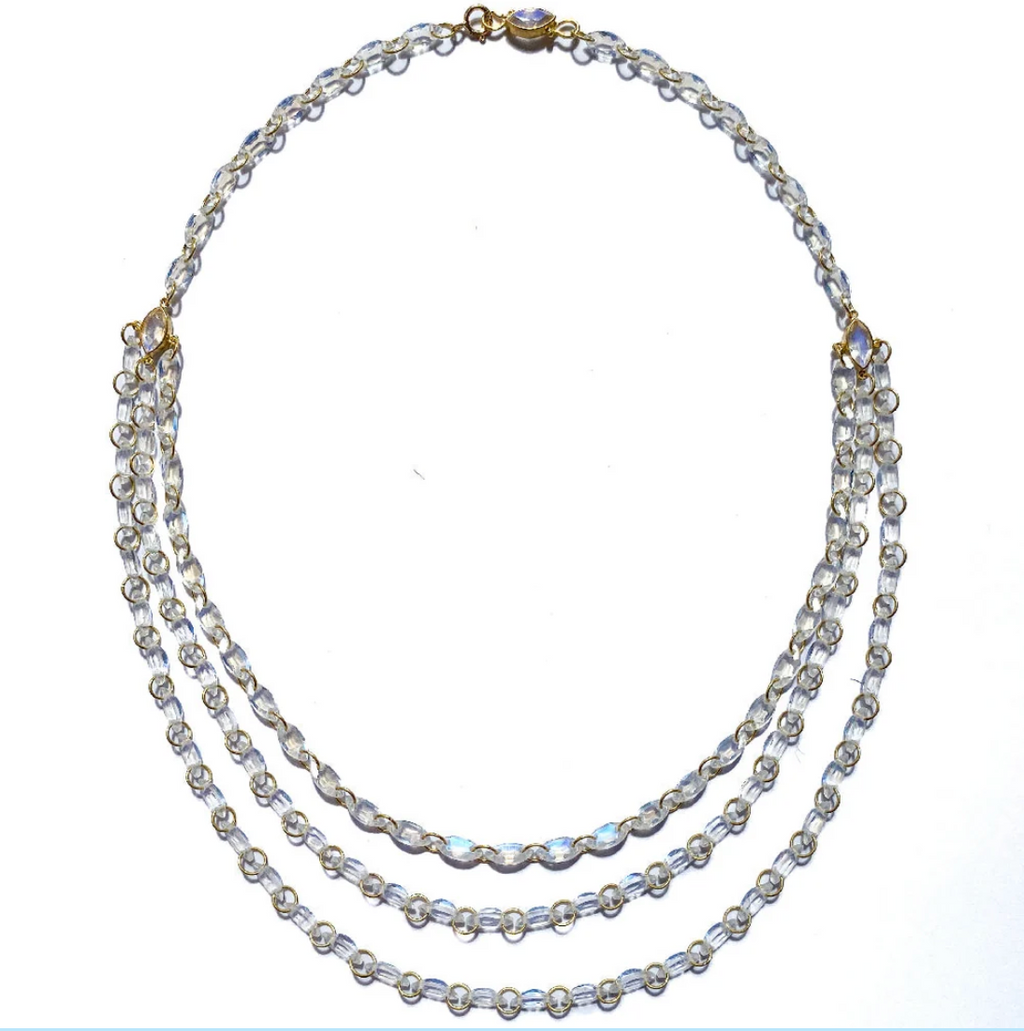 Marquise Necklace - Rainbow Moonstone